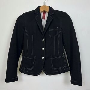 Olsen Europe Black Blazer White Contrast Stitching Size Small